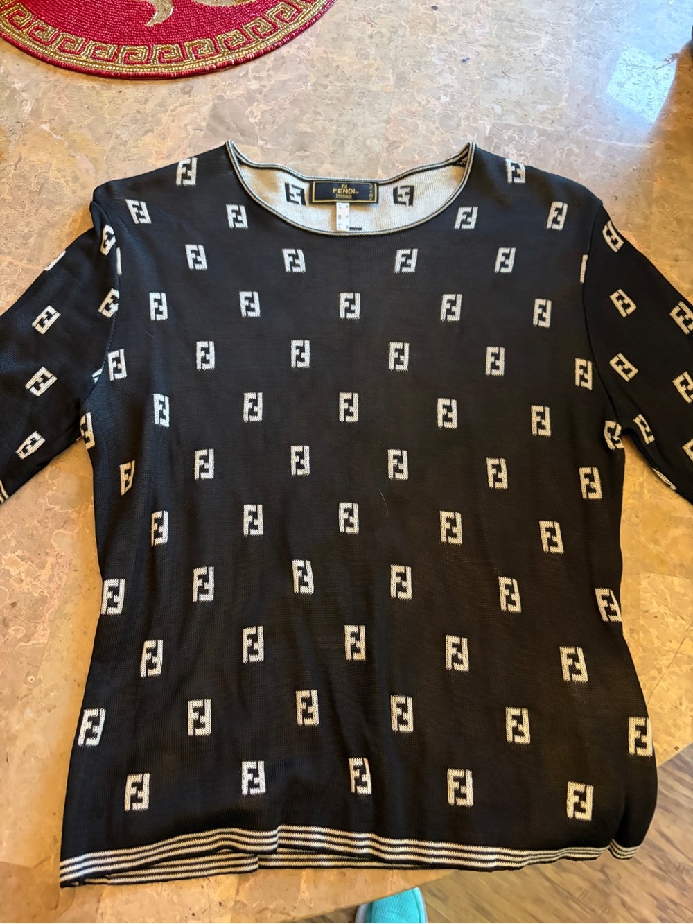 Fendi Black and White Logo Knit Sweater